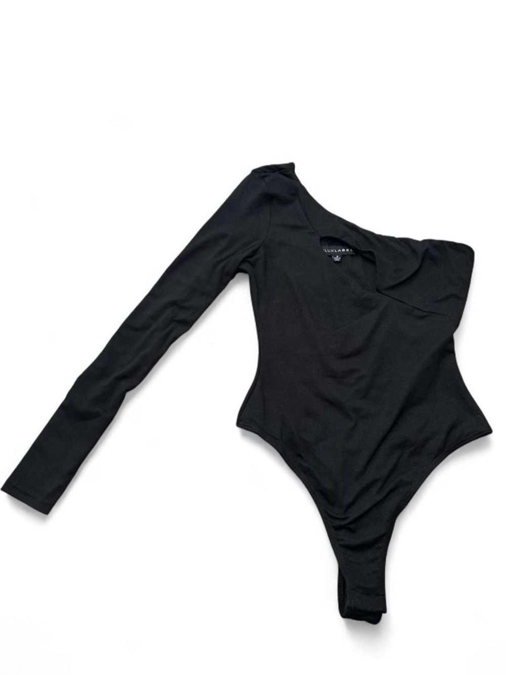 JLUXLABEL Black One-Shoulder Cut Out Bodysuit